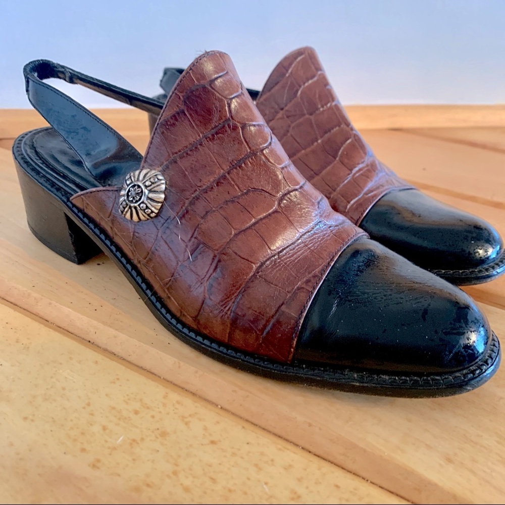 BRIGHTON Vintage Block Heel Mules